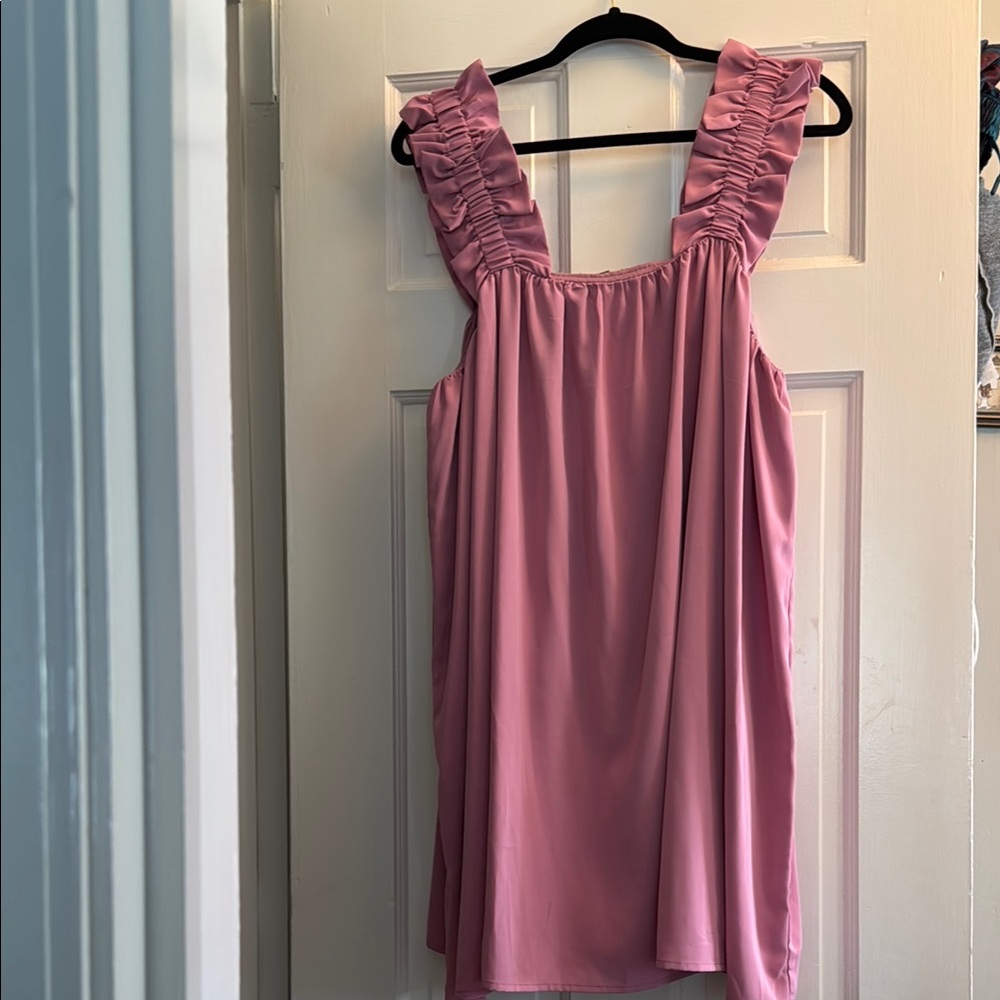 Boutique Pink Ruffled Sleeveless Dress